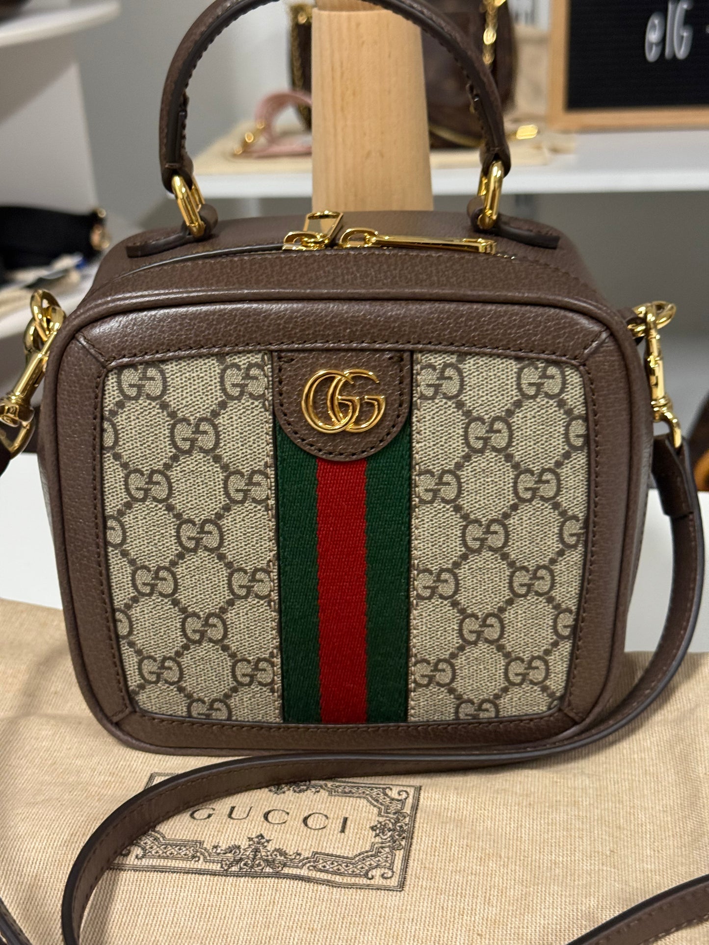 GUCCI GG OPHIDIA GG MINI TOP HANDLE BAG