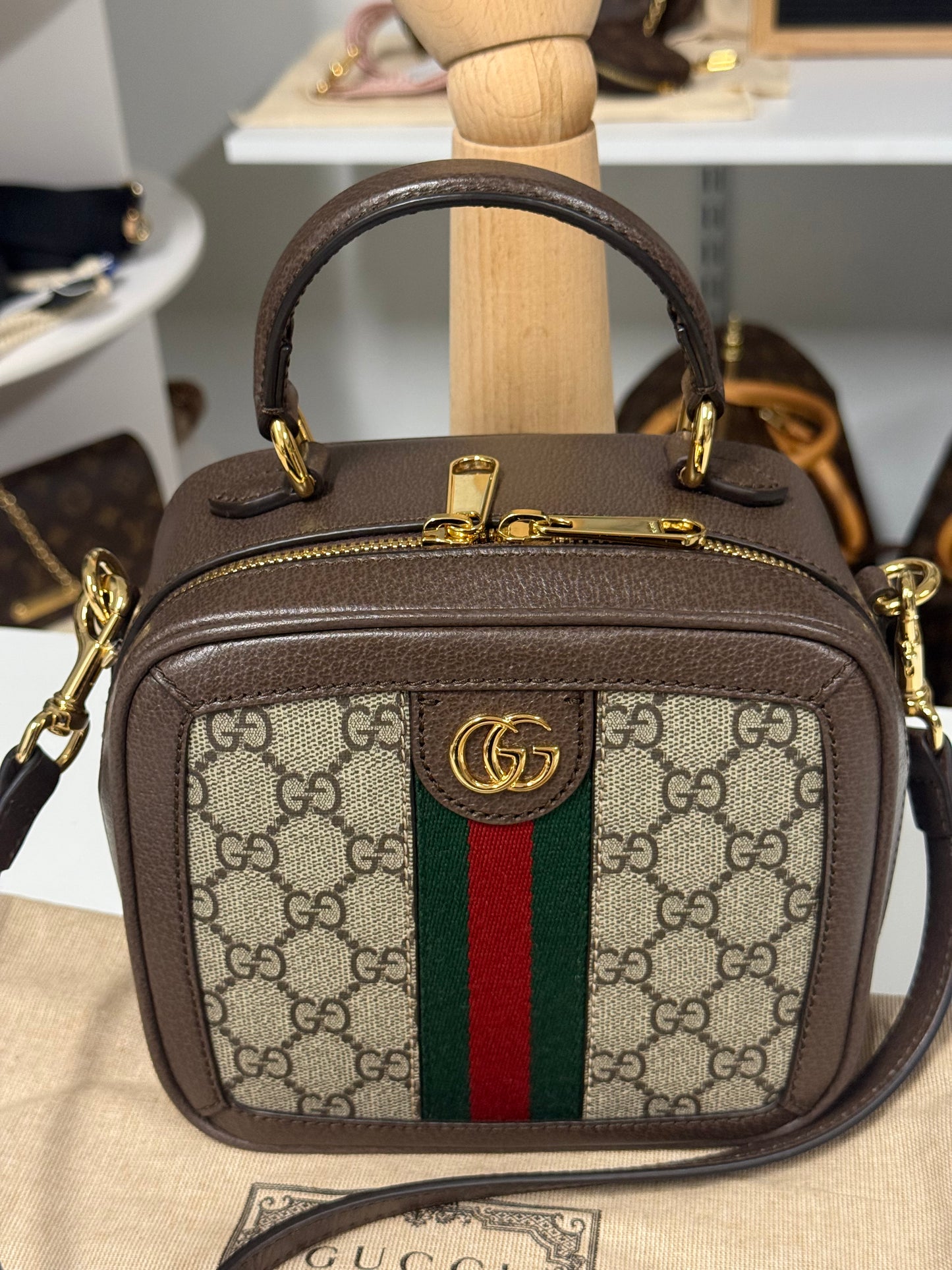 GUCCI GG OPHIDIA GG MINI TOP HANDLE BAG