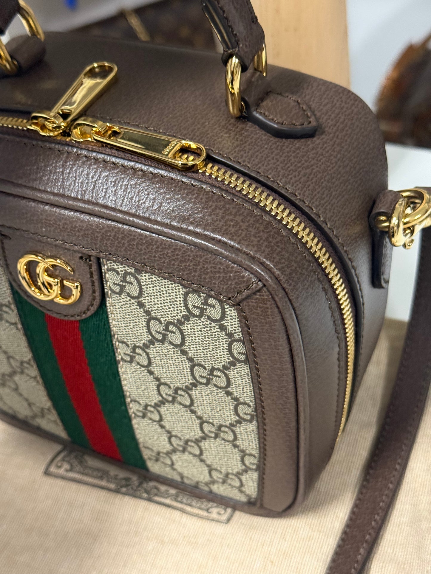 GUCCI GG OPHIDIA GG MINI TOP HANDLE BAG