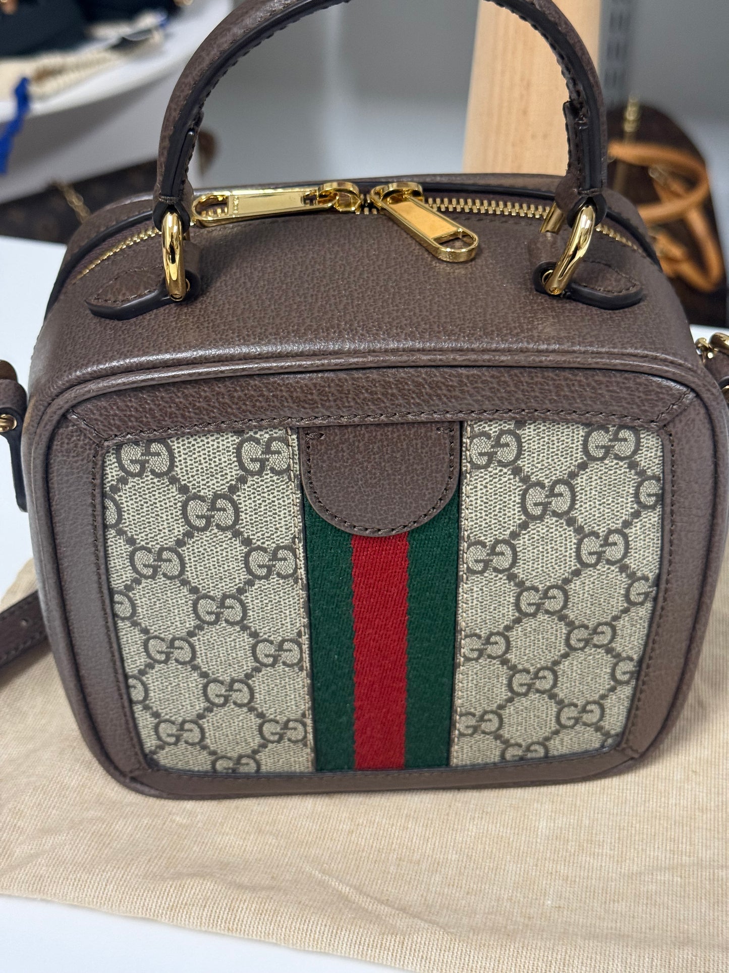 GUCCI GG OPHIDIA GG MINI TOP HANDLE BAG
