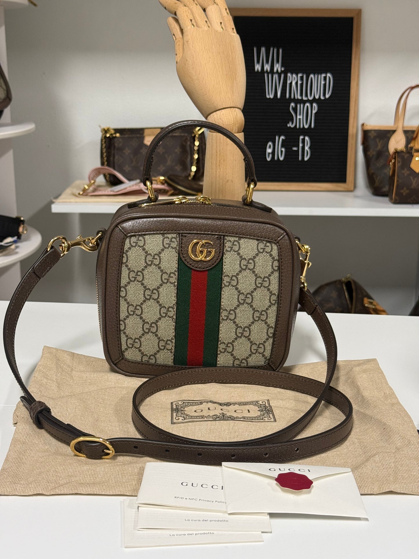GUCCI GG OPHIDIA GG MINI TOP HANDLE BAG