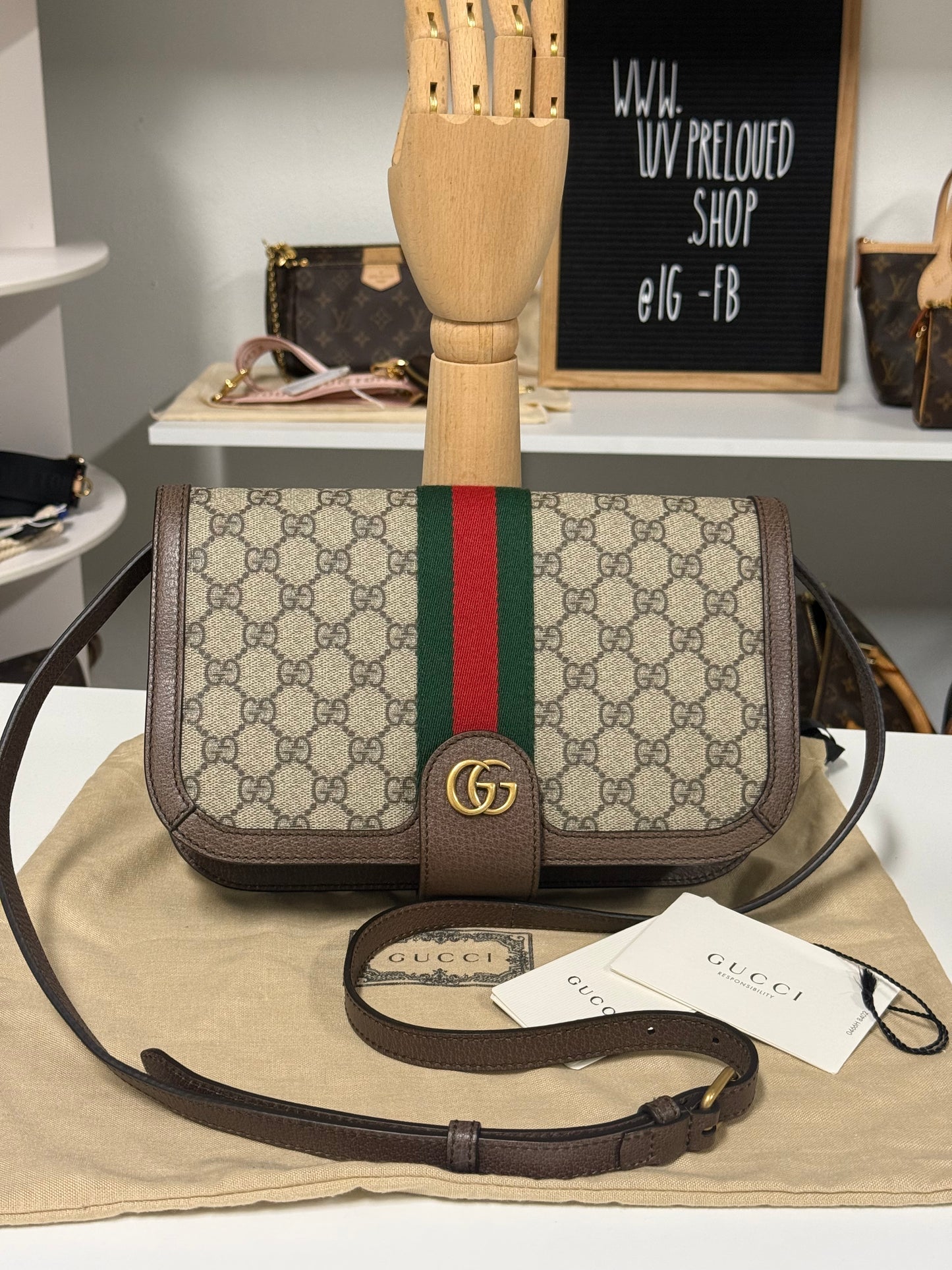 GUCCI SUPREME GG OPHIDIA NEW ACERO MESSENGER BAG
