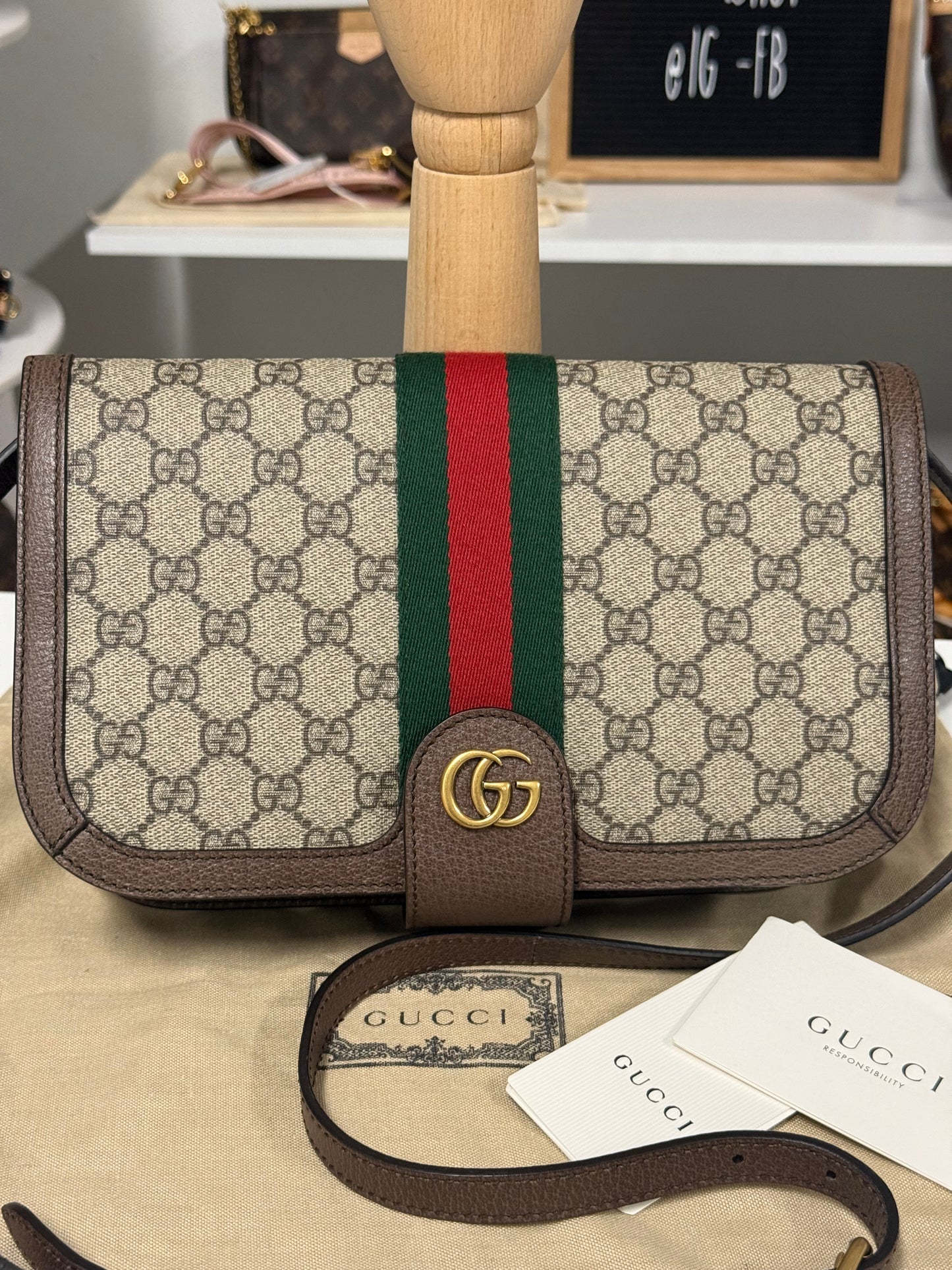 GUCCI SUPREME GG OPHIDIA NEW ACERO MESSENGER BAG