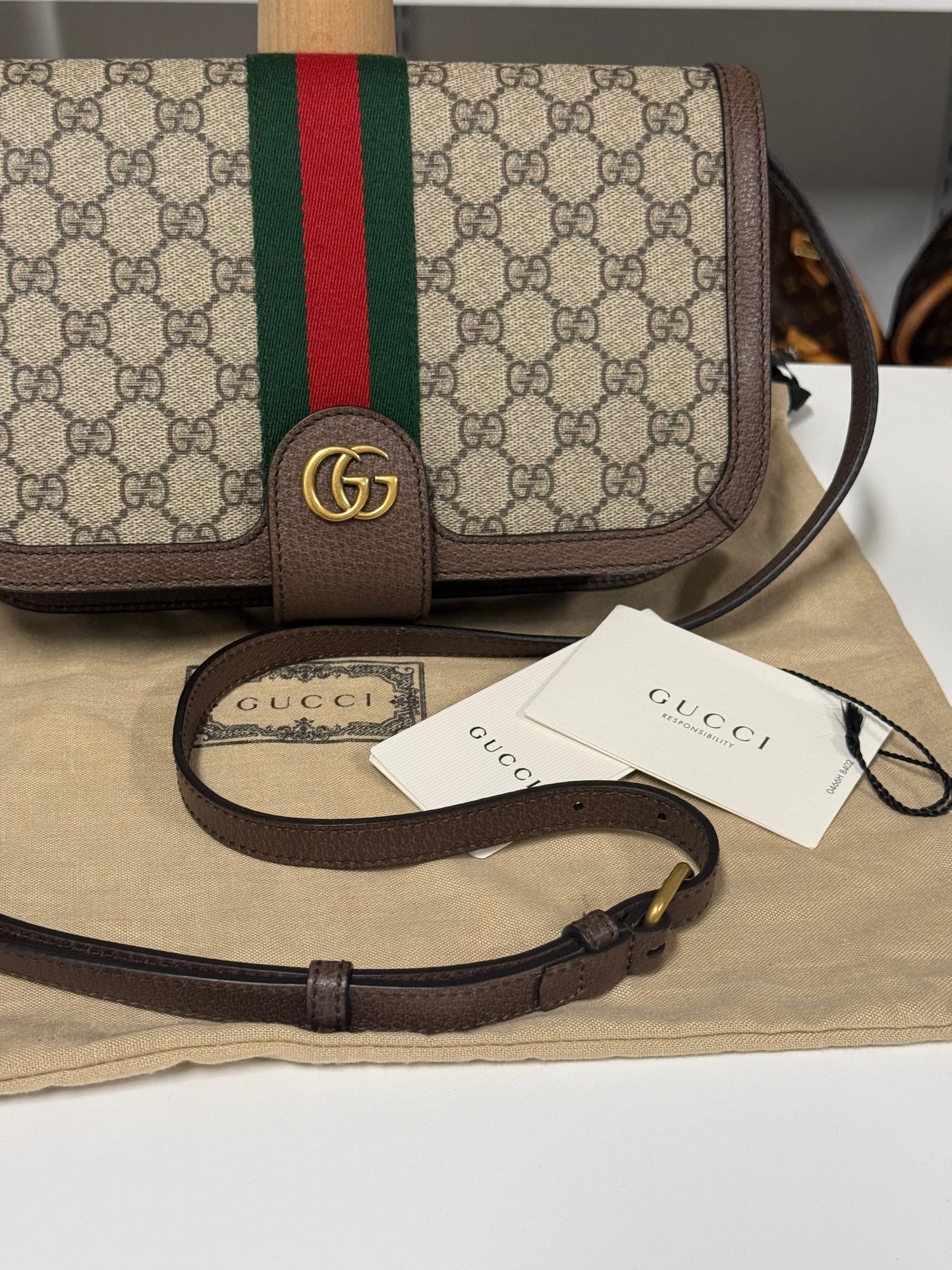 GUCCI SUPREME GG OPHIDIA NEW ACERO MESSENGER BAG