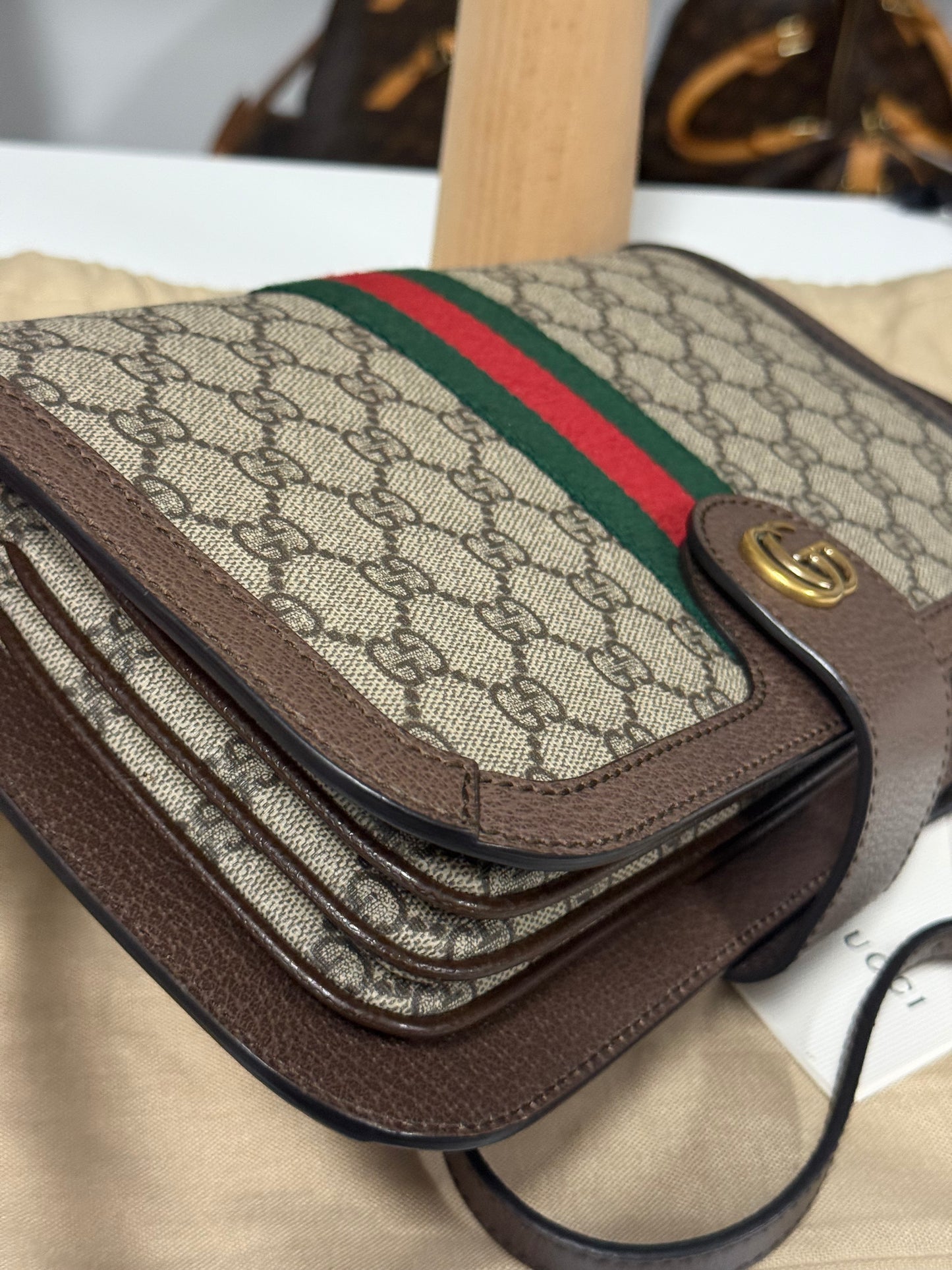 GUCCI SUPREME GG OPHIDIA NEW ACERO MESSENGER BAG