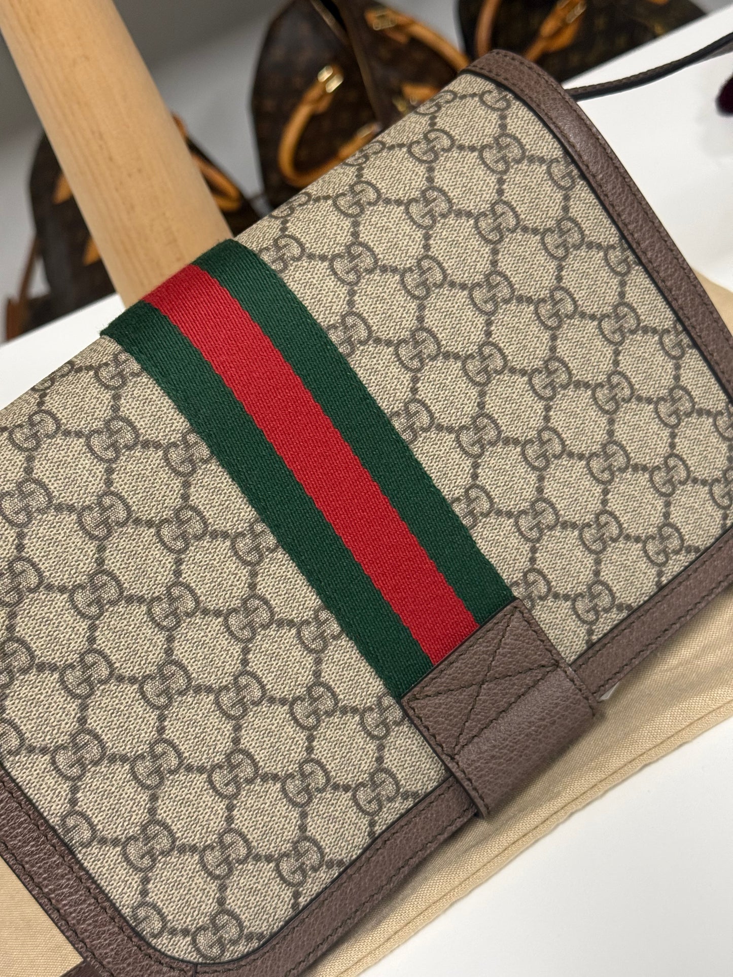 GUCCI SUPREME GG OPHIDIA NEW ACERO MESSENGER BAG