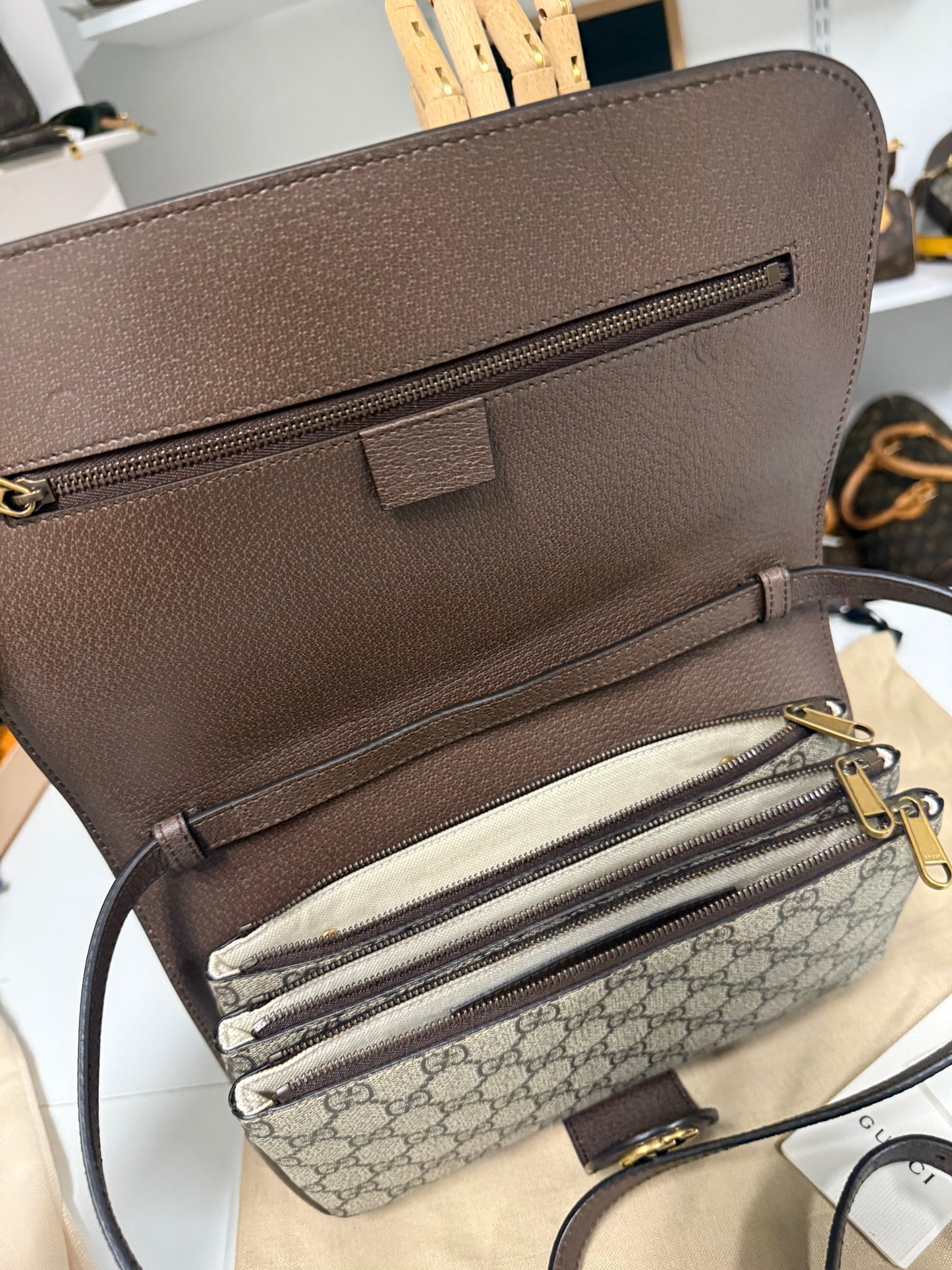 GUCCI SUPREME GG OPHIDIA NEW ACERO MESSENGER BAG