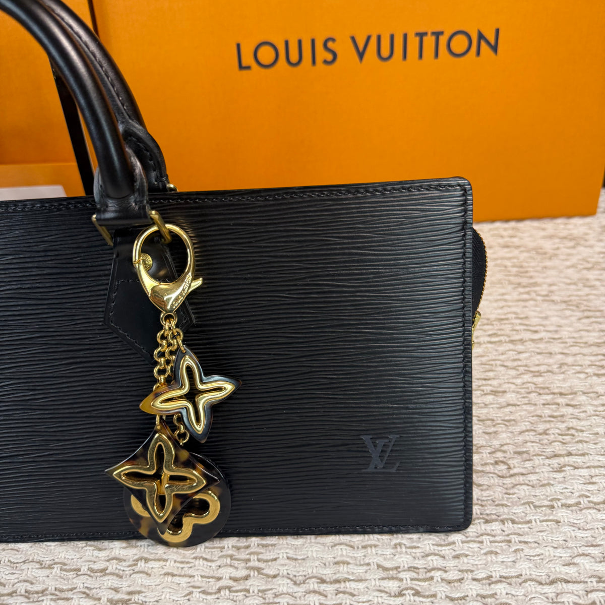 Black Epi Leather Sac Triangle Bag