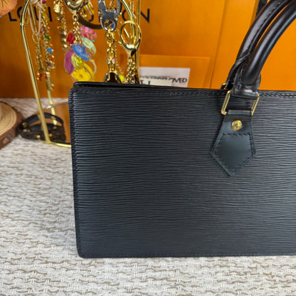 Black Epi Leather Sac Triangle Bag
