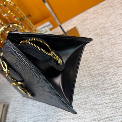 Black Epi Leather Sac Triangle Bag