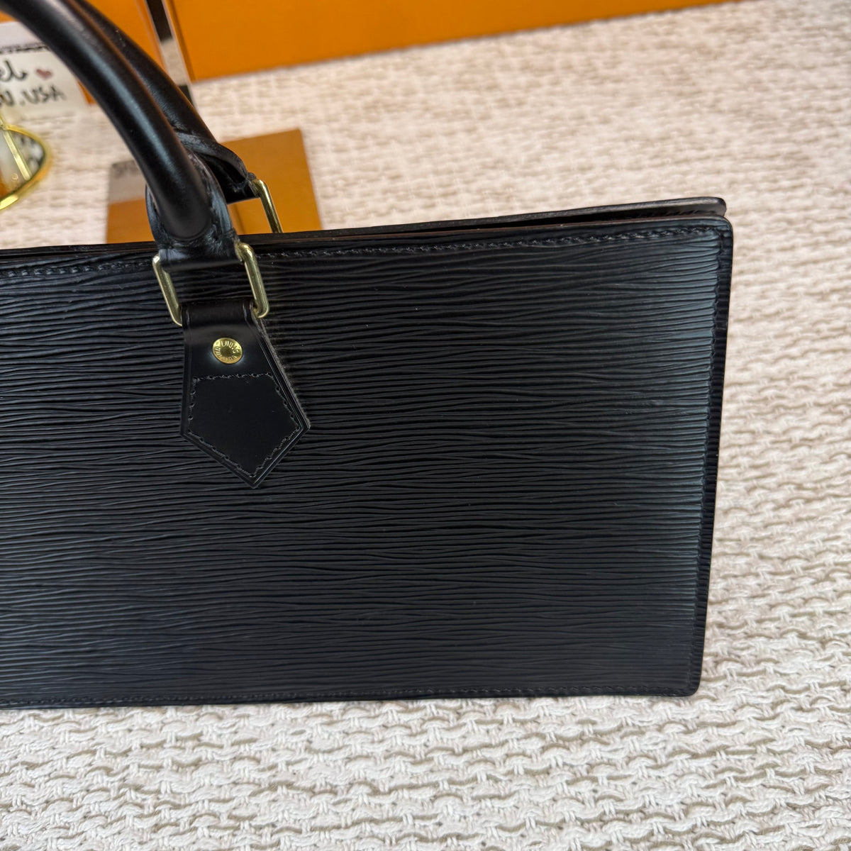 Black Epi Leather Sac Triangle Bag