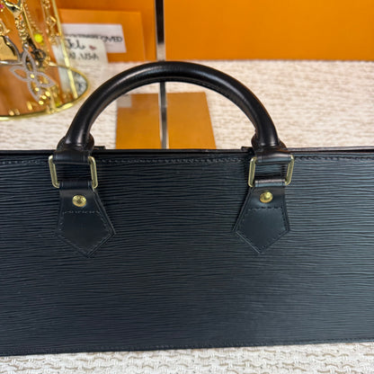 Black Epi Leather Sac Triangle Bag