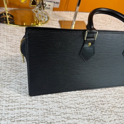Black Epi Leather Sac Triangle Bag