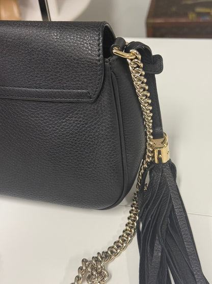 Gucci Black Pebbled Leather Soho Chain Flap Shoulder Bag