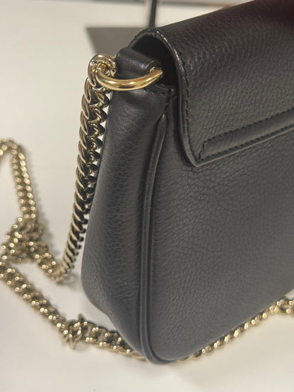 Gucci Black Pebbled Leather Soho Chain Flap Shoulder Bag
