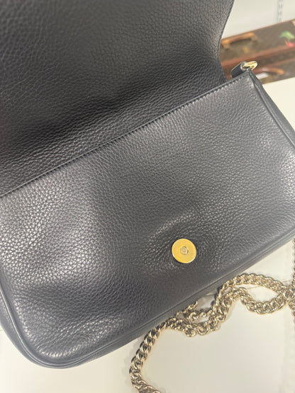 Gucci Black Pebbled Leather Soho Chain Flap Shoulder Bag