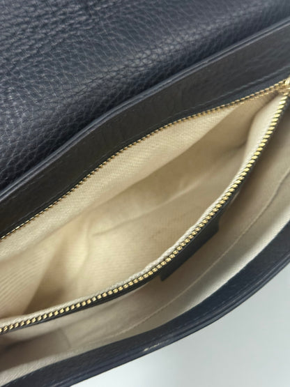 Gucci Black Pebbled Leather Soho Chain Flap Shoulder Bag