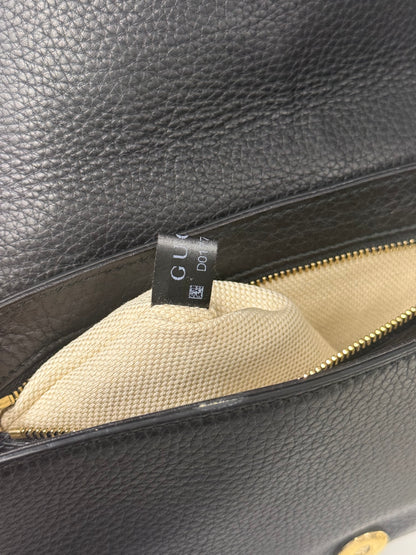 Gucci Black Pebbled Leather Soho Chain Flap Shoulder Bag
