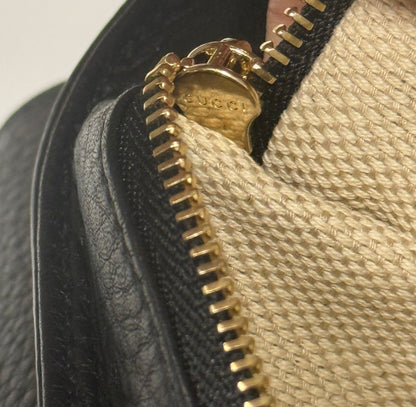 Gucci Black Pebbled Leather Soho Chain Flap Shoulder Bag