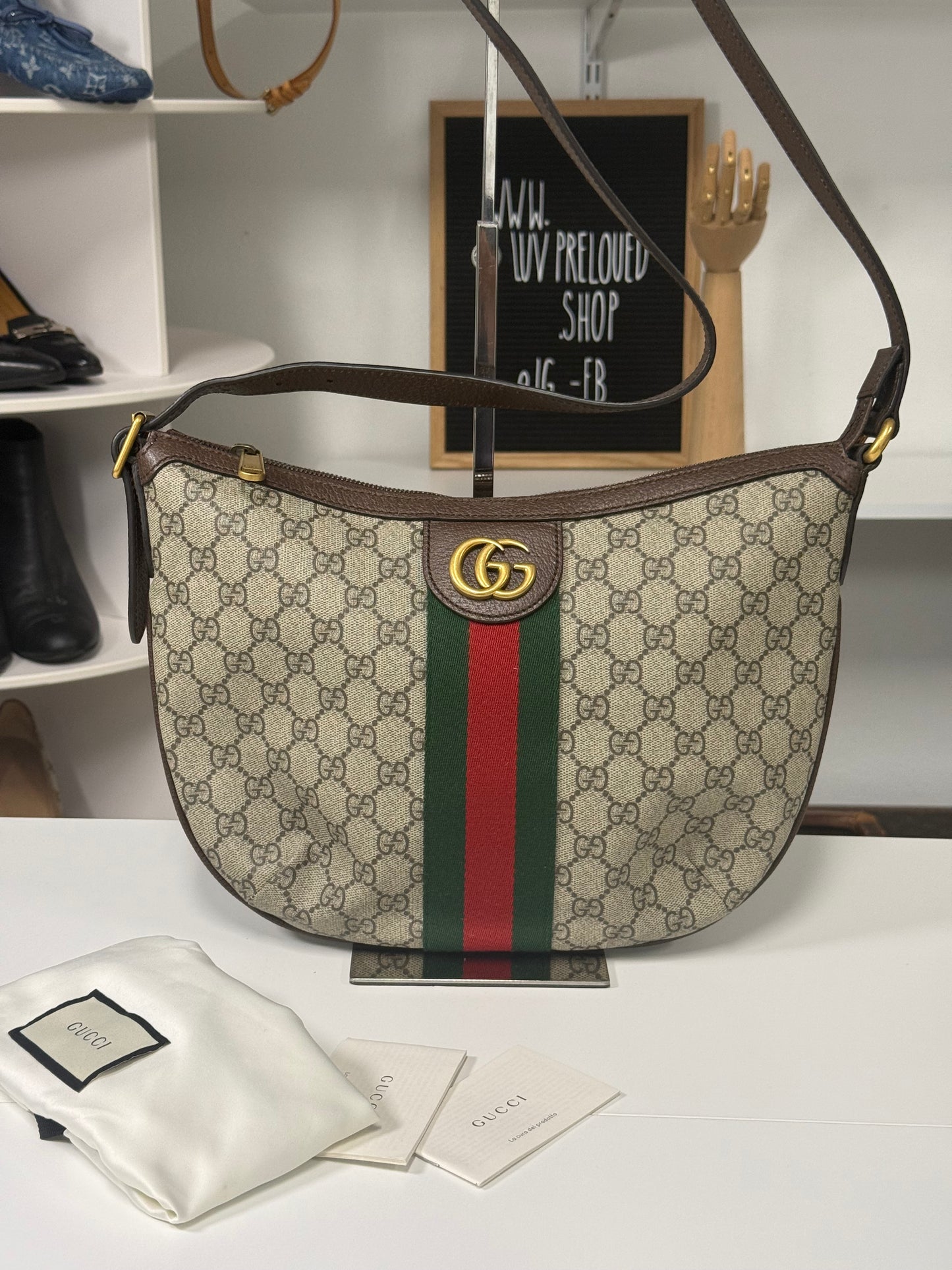 Gucci  Ophidia Small GG Supreme Canvas Shoulder Bag Beige 598125