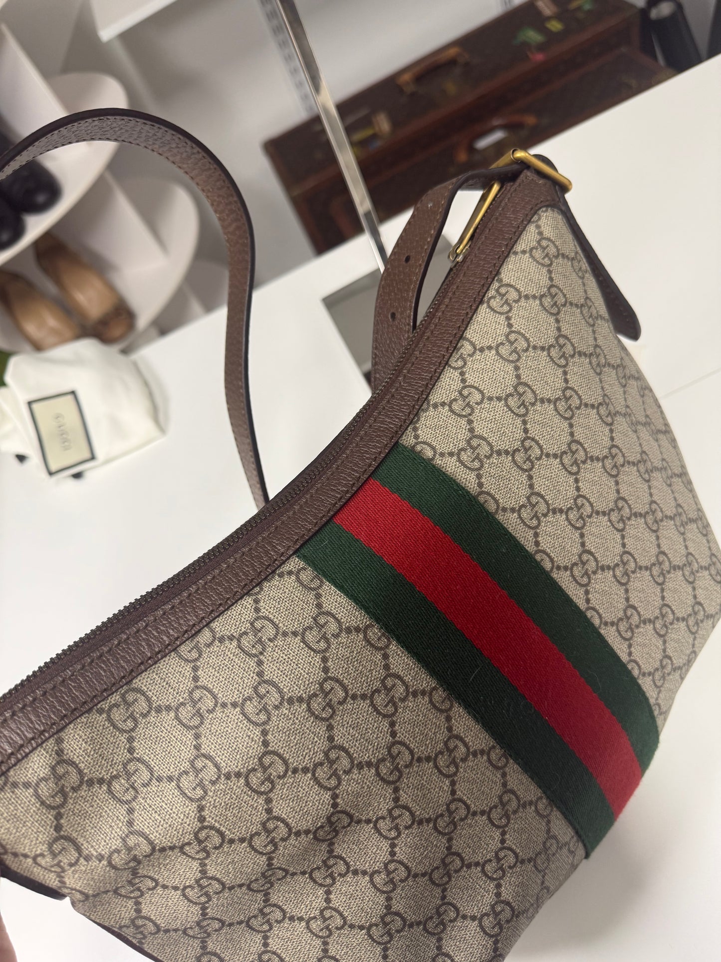 Gucci  Ophidia Small GG Supreme Canvas Shoulder Bag Beige 598125