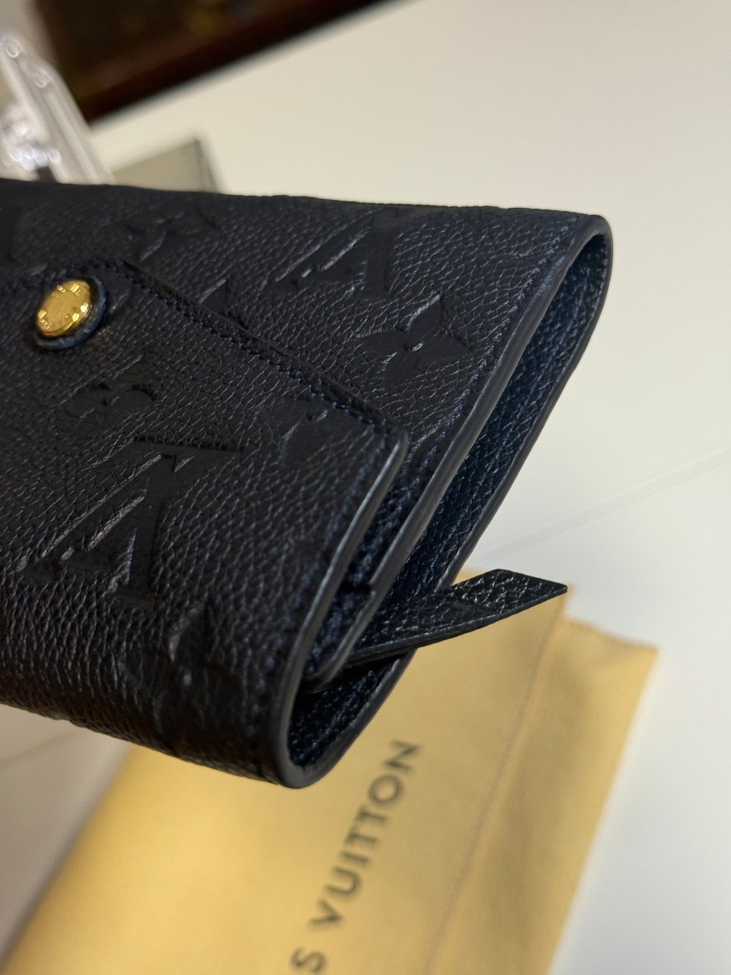 Louis Vuitton Compact Curieuse Wallet in Black Monogram Empreinte leather