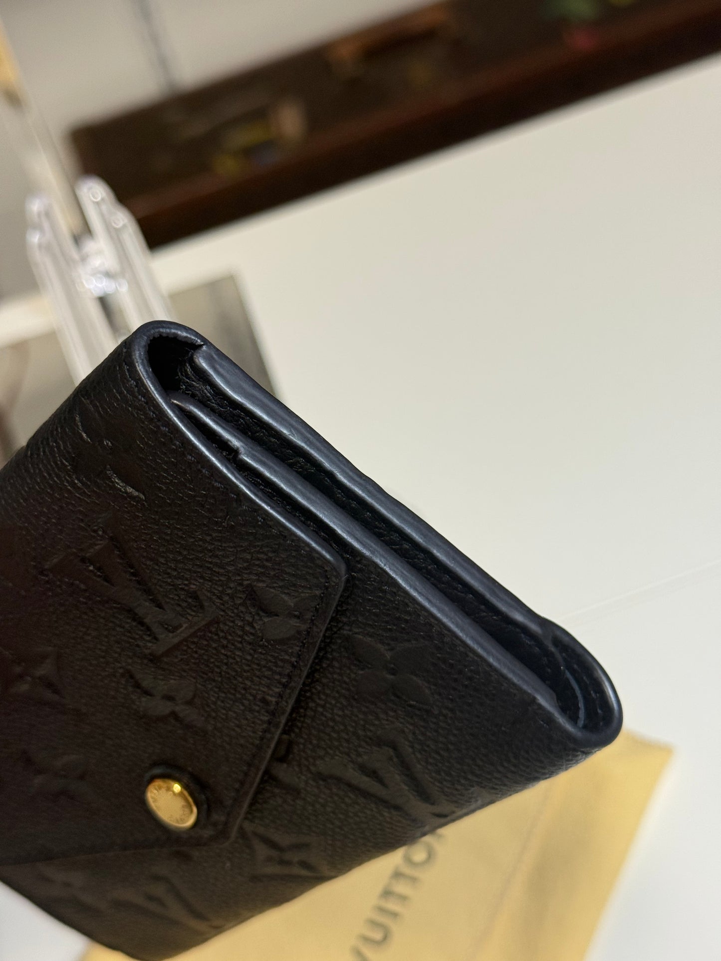 Louis Vuitton Compact Curieuse Wallet in Black Monogram Empreinte leather