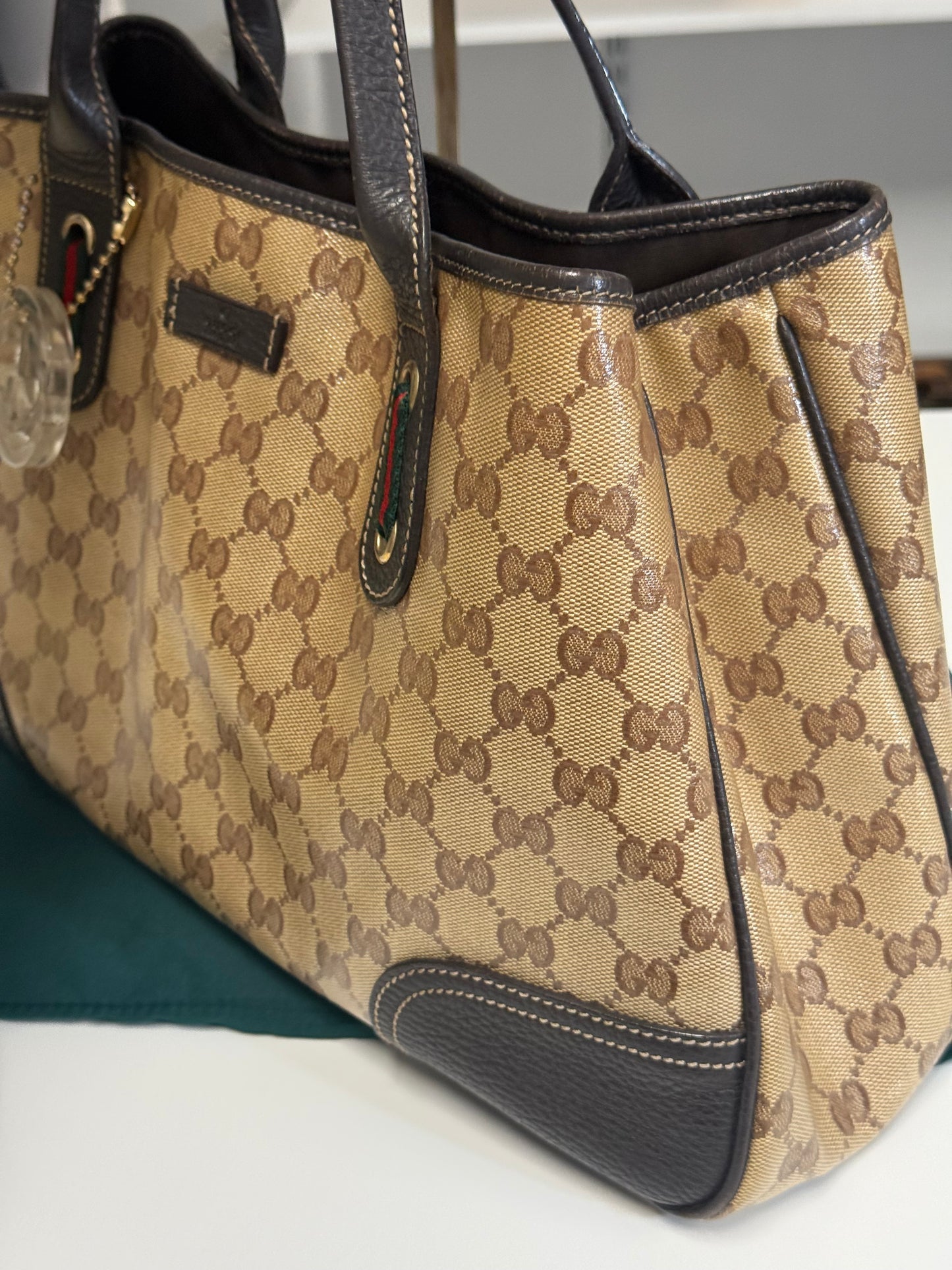 Gucci GG Crystal Princy Tote Bag 293592 Brown PVC
