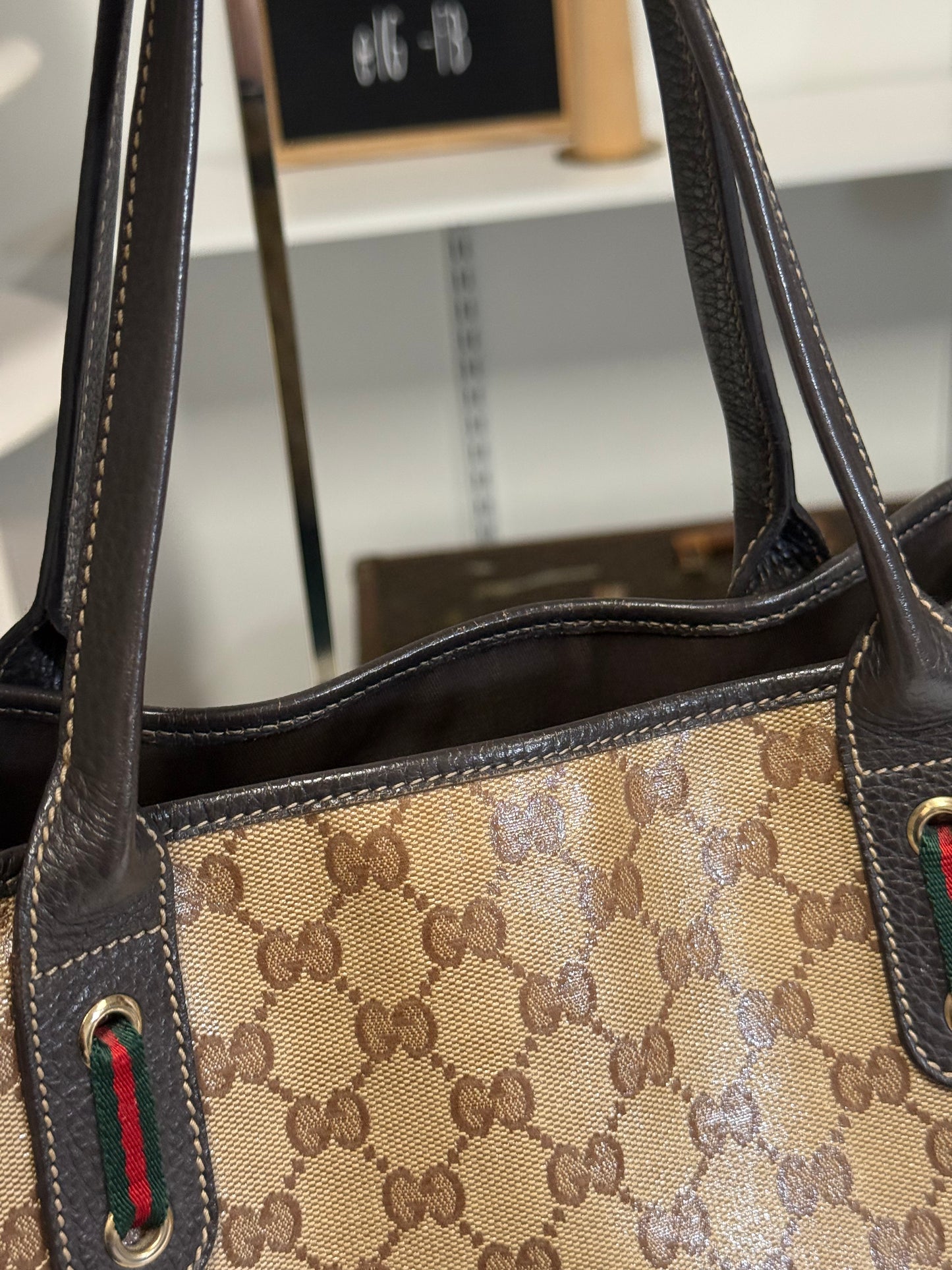 Gucci GG Crystal Princy Tote Bag 293592 Brown PVC