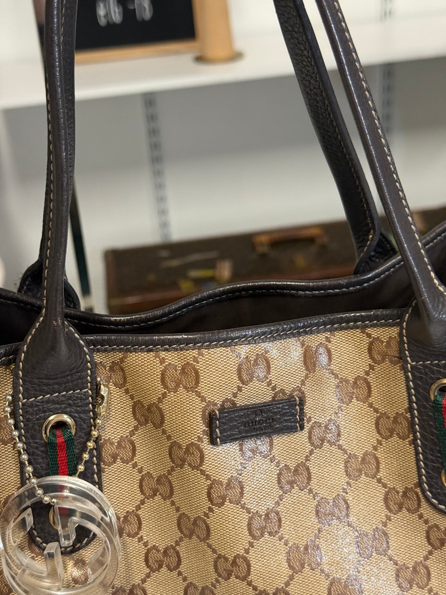 Gucci GG Crystal Princy Tote Bag 293592 Brown PVC
