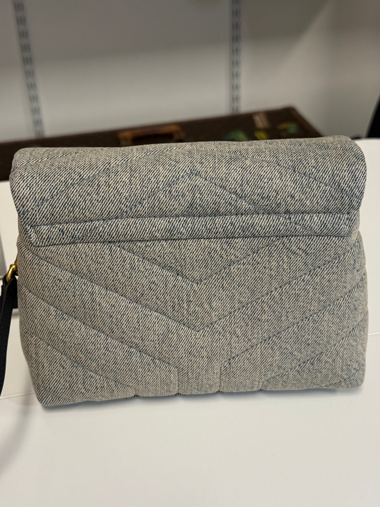 Yves Saint Laurent Toy LouLou Blue-Gray Denim Shoulder Bag