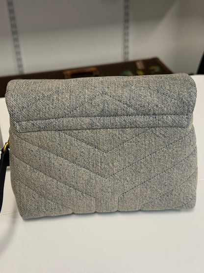 Yves Saint Laurent Toy LouLou Blue-Gray Denim Shoulder Bag