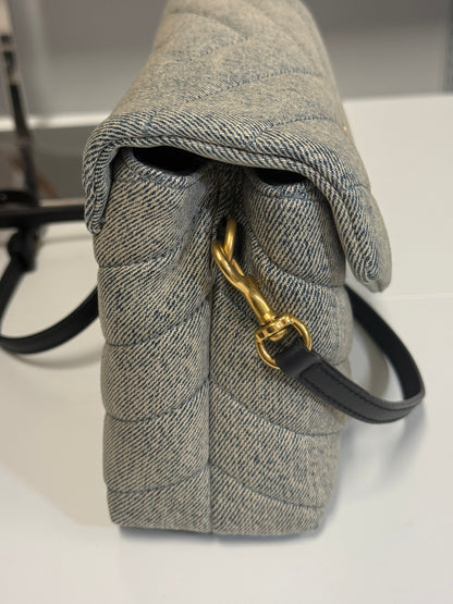 Yves Saint Laurent Toy LouLou Blue-Gray Denim Shoulder Bag