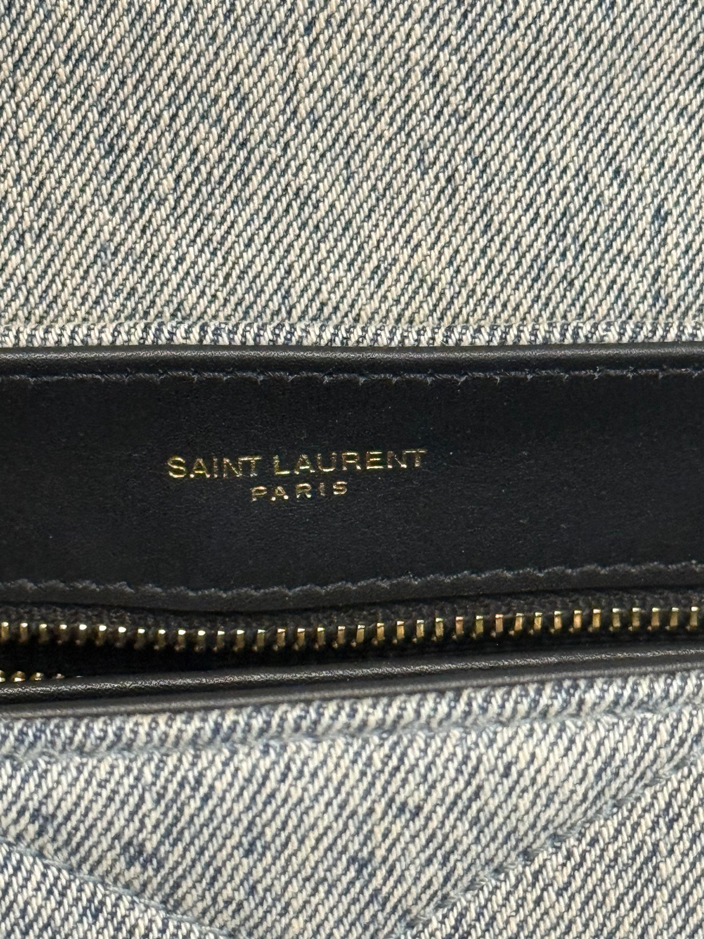 Yves Saint Laurent Toy LouLou Blue-Gray Denim Shoulder Bag